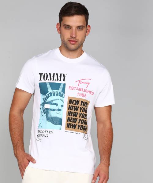 TOMMY HILFIGER Typography Men Round Neck White T-Shirt