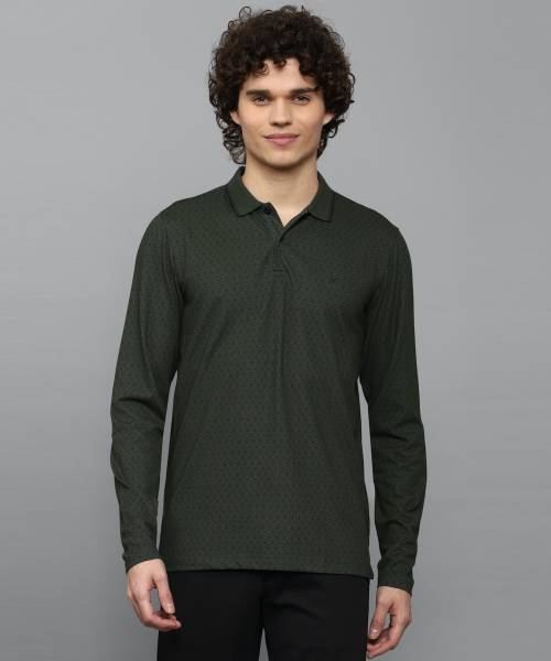 Allen Solly Printed Men Polo Neck Green T-Shirt