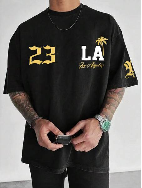 BRIGHT KRAFT Printed Men Round Neck Black T-Shirt