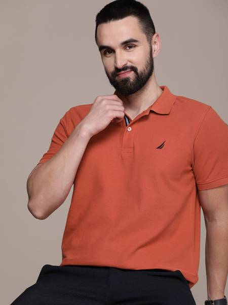 NAUTICA Solid Men Polo Neck Red T-Shirt
