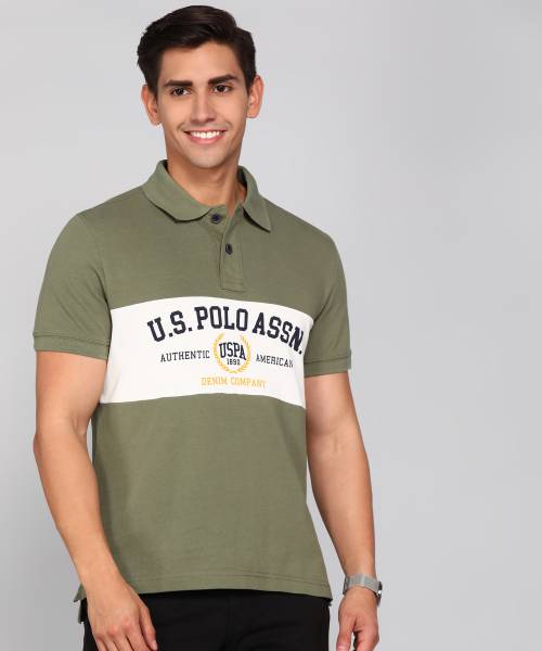 U.S. Polo Assn. Denim Co. Solid Men Polo Neck Multicolor T-Shirt
