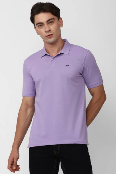 PETER ENGLAND Solid Men Polo Neck Purple T-Shirt