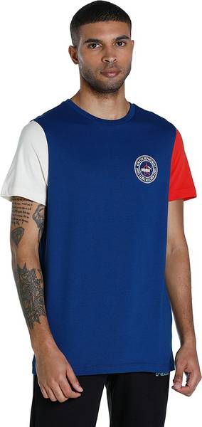 PUMA Solid Men Crew Neck Blue T-Shirt