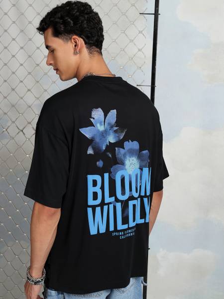 HIGHLANDER Printed Men Round Neck Black T-Shirt