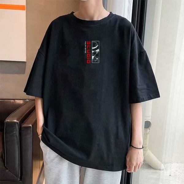 THALASI Printed, Typography Men Round Neck Black T-Shirt