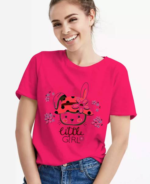 Printed Women Pink T-Shirt