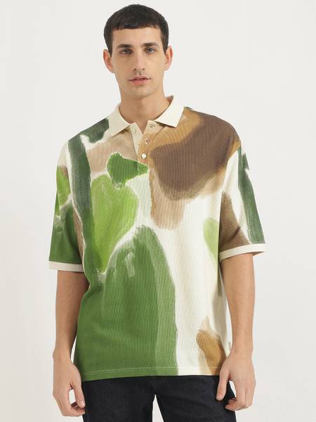 United Colors of Benetton Printed Men Polo Neck Multicolor T-Shirt
