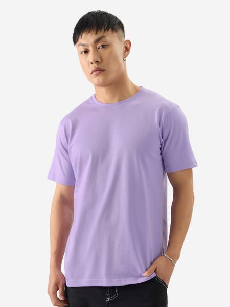 The Souled Store Solid Men Round Neck Purple T-Shirt