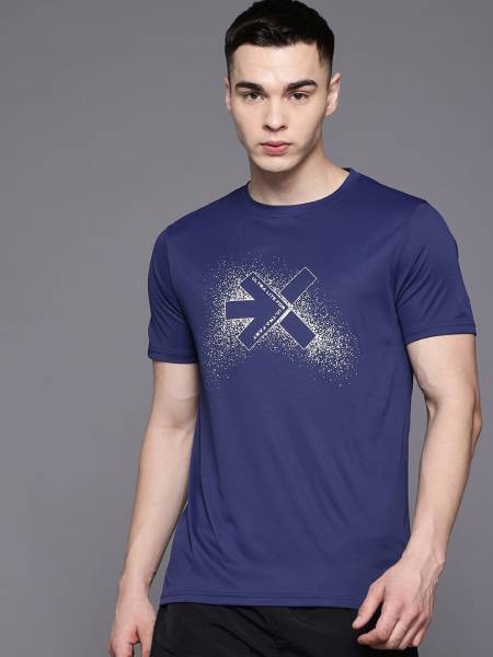 HRX by Hrithik Roshan Printed Men Round Neck Blue T-Shirt