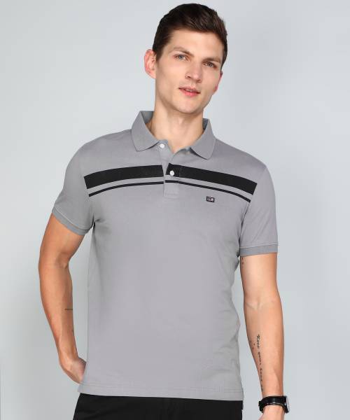 Arrow Sport Printed Men Polo Neck Grey T-Shirt