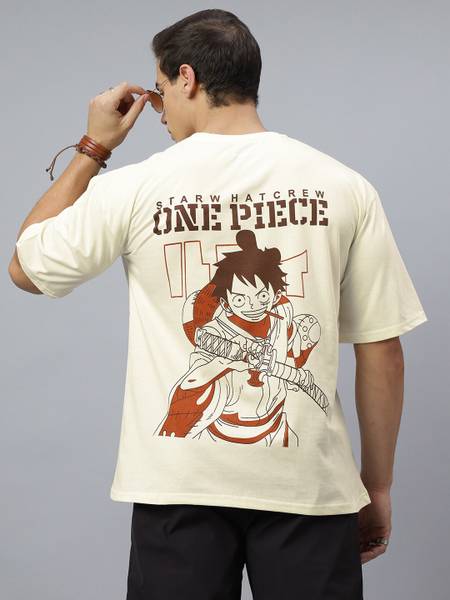 Crazybee Graphic Print Men Round Neck Beige T-Shirt