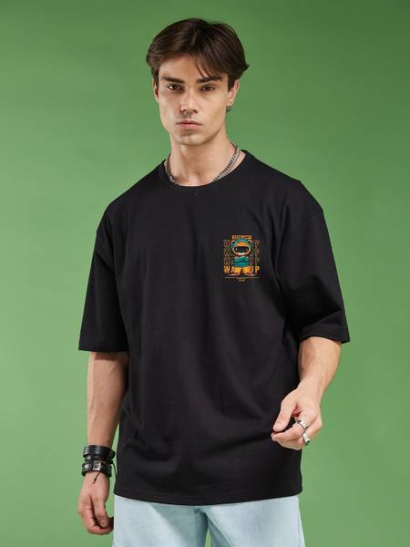 METRONAUT Printed Men Round Neck Black T-Shirt