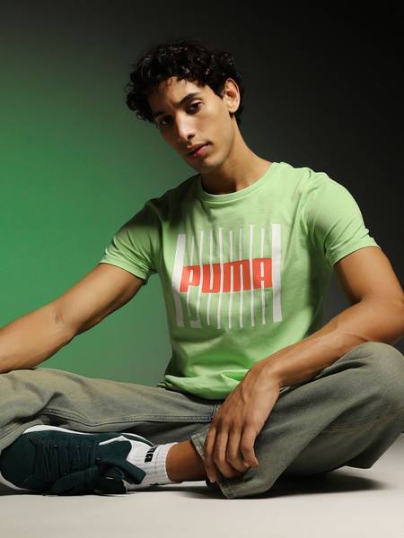 PUMA Printed Men Crew Neck Green T-Shirt