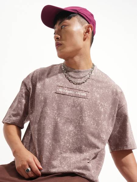 HIGHLANDER Printed Men Round Neck Brown T-Shirt