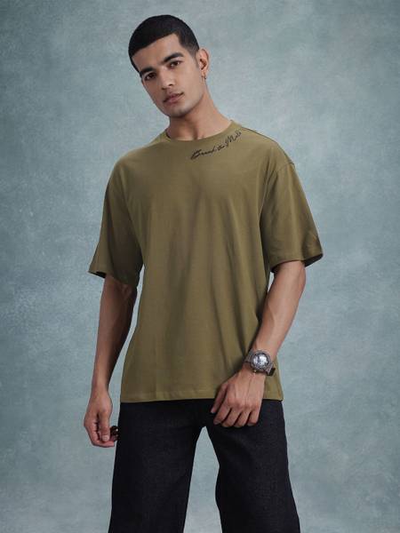 Roadster Solid Men Round Neck Green T-Shirt