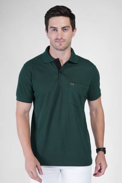 Polo Plus Solid Men Polo Neck Green T-Shirt