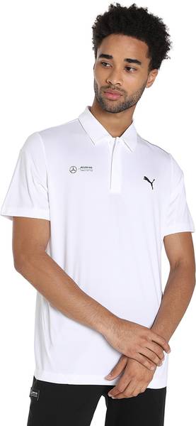 PUMA Solid Men Peter Pan Collar White T-Shirt