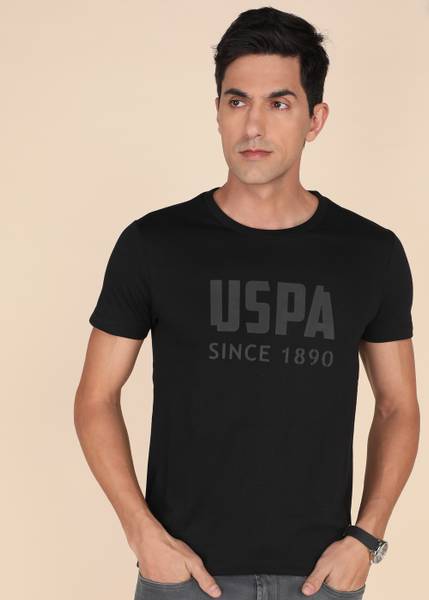 U.S. POLO ASSN. Printed Men Round Neck Black T-Shirt