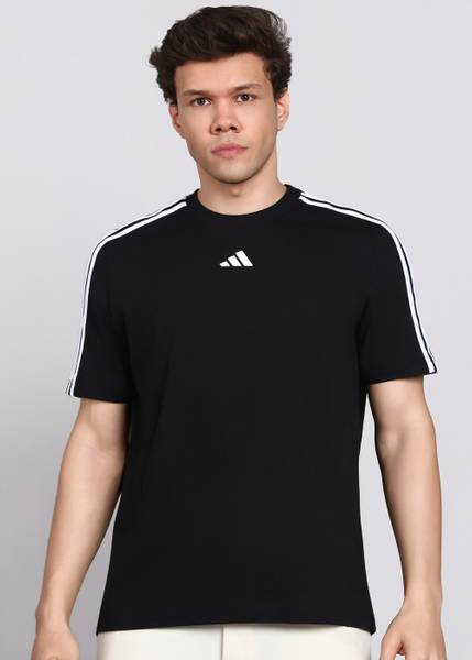 ADIDAS Solid Men Round Neck Black T-Shirt