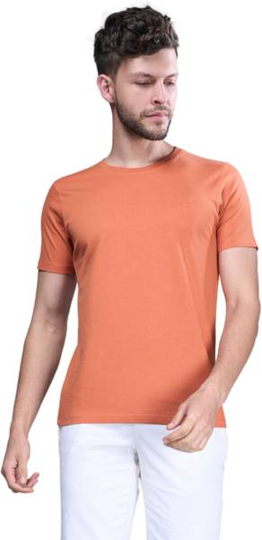 Maxzone Solid Men Round Neck Orange T Shirt Price History