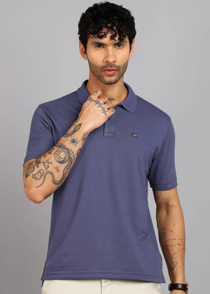 ARROW Solid Men Polo Neck Purple T-Shirt