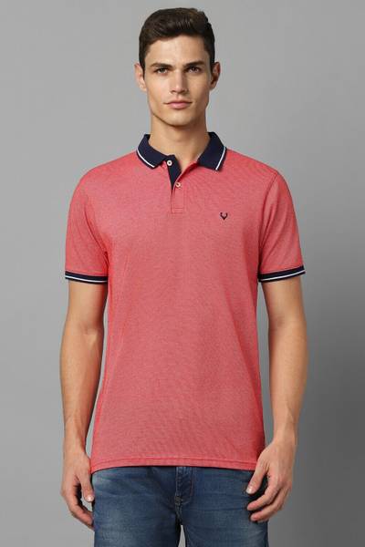 Allen Solly Solid Men Polo Neck Pink T-Shirt