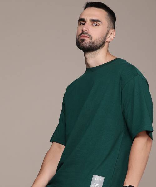 Roadster Solid Men Round Neck Green T-Shirt