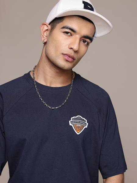 Roadster Solid Men Round Neck Blue T-Shirt