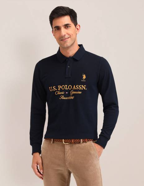U.S. POLO ASSN. Graphic Print Men Polo Neck Blue T-Shirt
