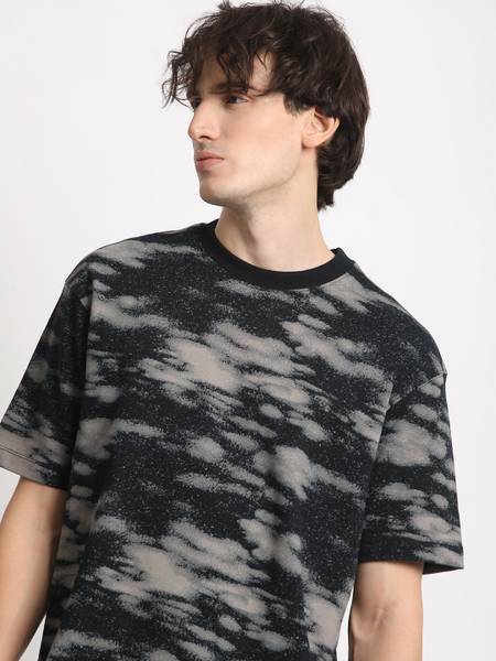 THE BEAR HOUSE Printed Men Round Neck Grey T-Shirt