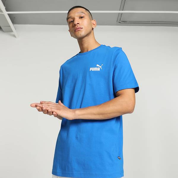 PUMA Solid Men Crew Neck Blue T-Shirt