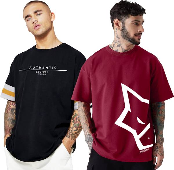 Leotude Printed Men Round Neck Multicolor T-Shirt