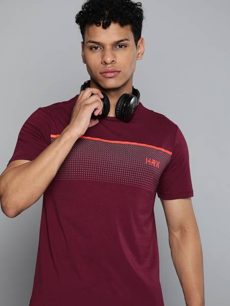 HRX by Hrithik Roshan Printed Men Polo Neck Maroon T-Shirt