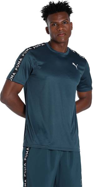 PUMA Solid Men Crew Neck Blue T-Shirt