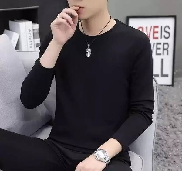 clickwell Solid Men Round Neck Black T-Shirt