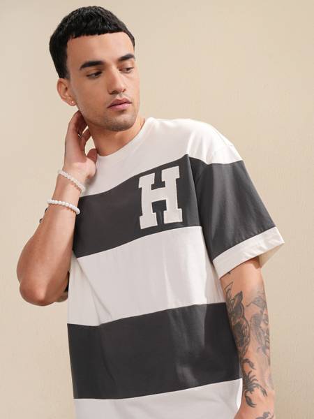 HIGHLANDER Colorblock Men Round Neck White T-Shirt