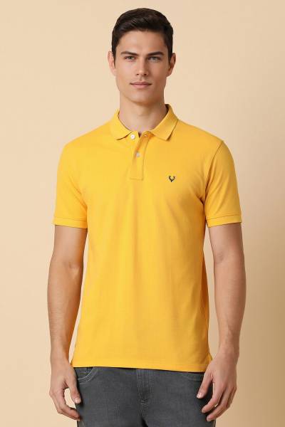 Allen Solly Solid Men Polo Neck Yellow T-Shirt