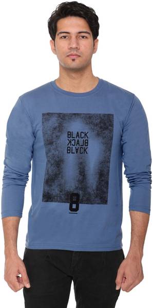 HVBK Typography Men Round Neck Blue T-Shirt