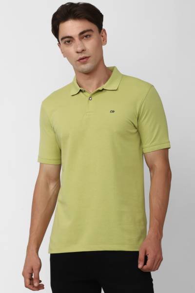 PETER ENGLAND Solid Men Polo Neck Green T-Shirt