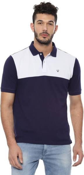 Allen Solly Colorblock Men Polo Neck Navy Blue T-Shirt