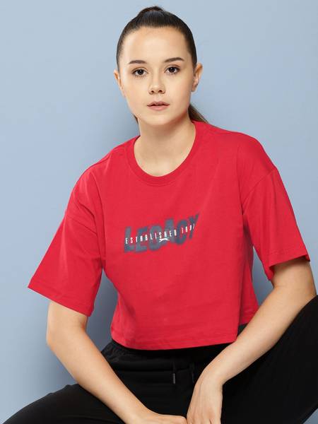 SLAZENGER Printed Women Round Neck Red T-Shirt