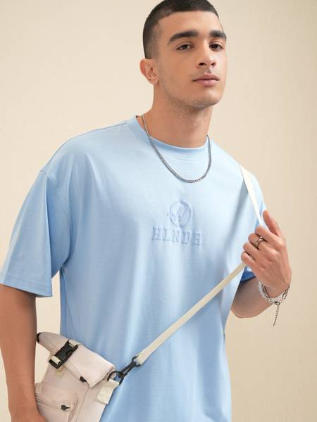 HIGHLANDER Printed Men Round Neck Blue T-Shirt