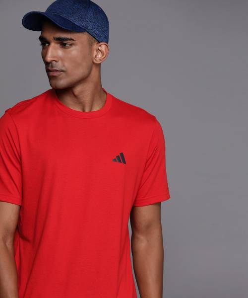ADIDAS Printed Men Round Neck Red T-Shirt