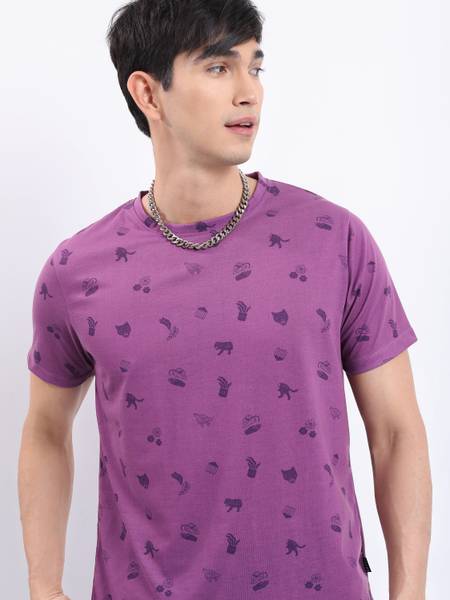 KETCH Printed Men Round Neck Purple T-Shirt