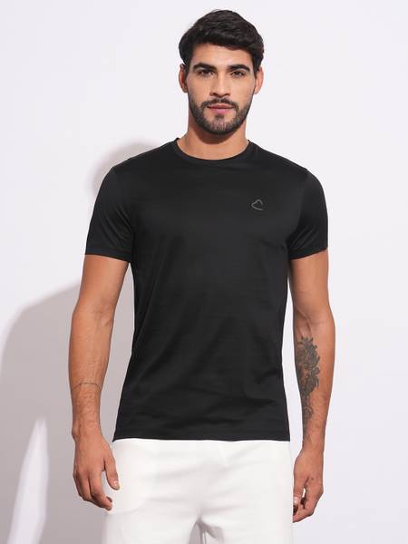 BEING HUMAN Solid Men Round Neck Black T-Shirt