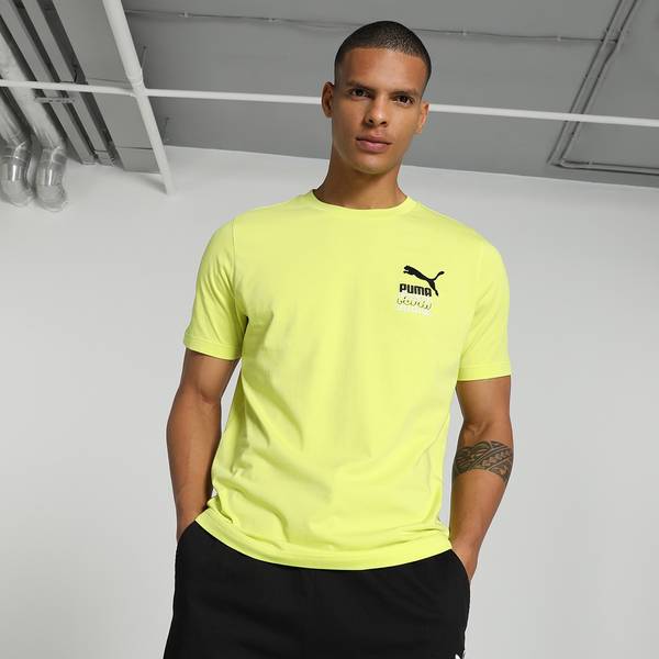 PUMA Solid Men Round Neck Green T-Shirt