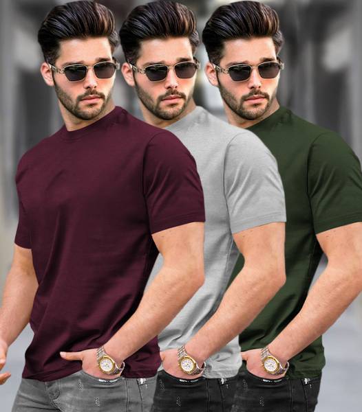 TRIPR Solid Men Round Neck Multicolor T-Shirt