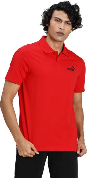 PUMA Solid Men Polo Neck Red T-Shirt