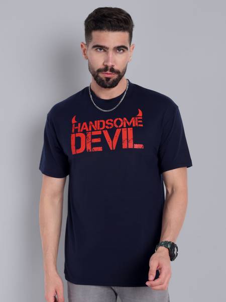 Go Devil Printed Men Round Neck Dark Blue T-Shirt