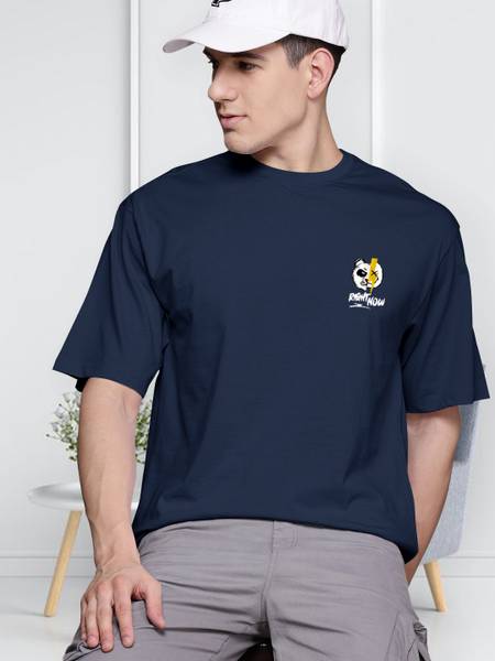 PATOIS Printed Men Round Neck Blue T-Shirt